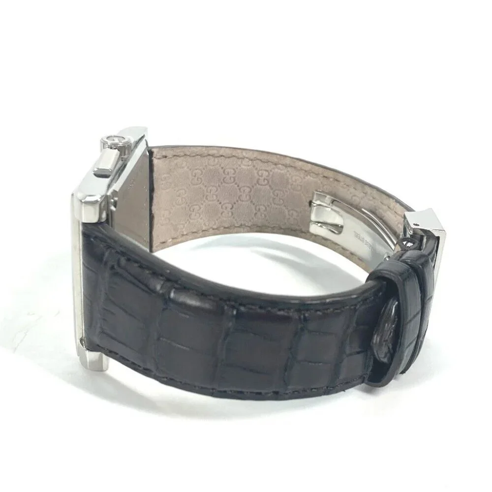 GUCCI Rectangle Watch Watch Wristwatch SS Silver/Dark brown